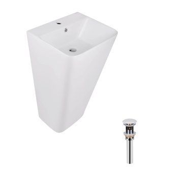Комплект Qtap Tern: Раковина напольна моноблок 440х380х830 мм White + Донний клапан PU02O SD00053444 фото